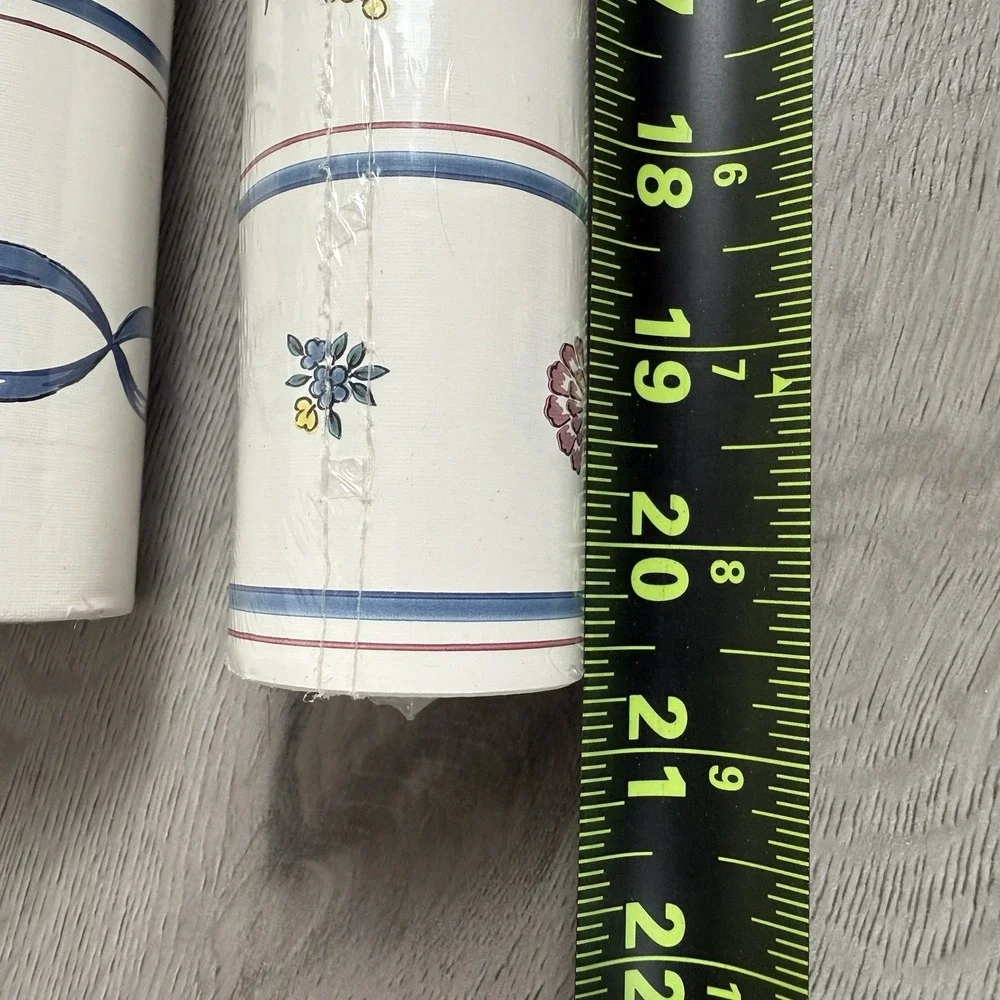 Borden Vinyl Coated Wallpaper Roll White Floral Country Stripe Prepasted WC4252